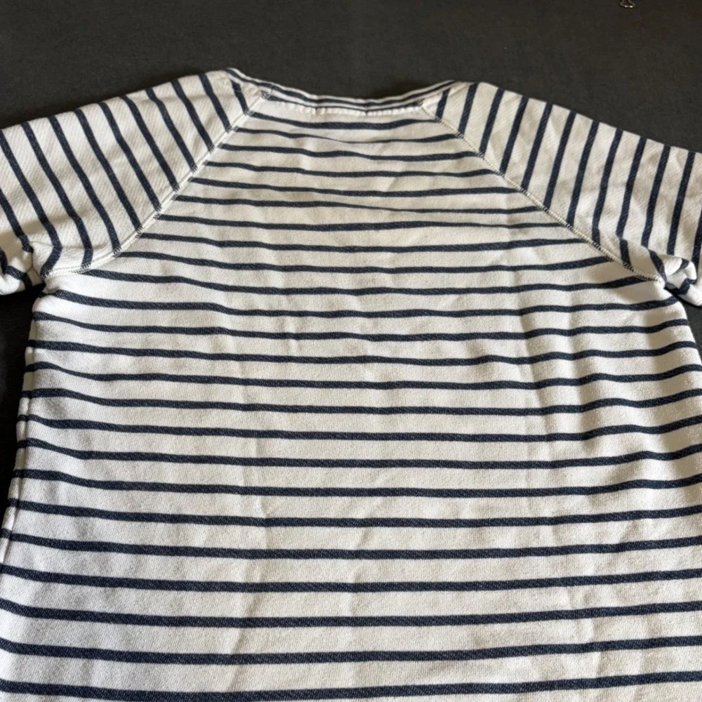 J. Crew Striped T-Shirt Dress Womens M White Navy Blue Prep Boat Core Classic